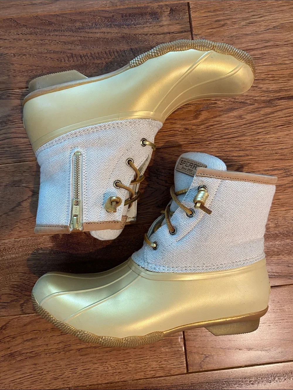 Sperry topsider Rain and Winter boots - Gold & Cream Duck Boots